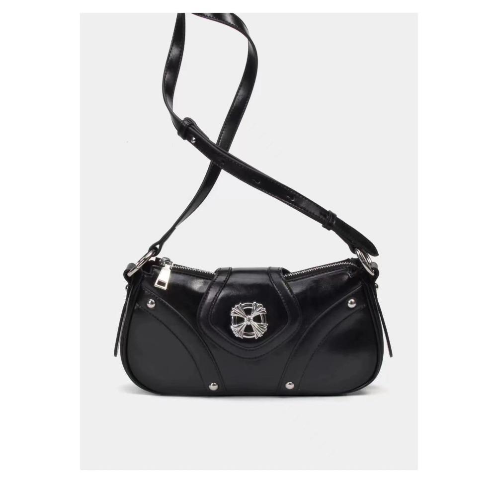 

2024 summer new messenger bag hand-held rhinestone women s bag trendy versatile shoulder underarm bag silver Spice Girl bag чорний
