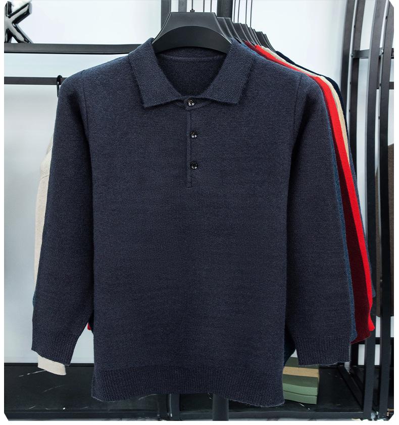Men's Autumn/Winter Business Casual Loose Knit Sweater with Thickened Lapel