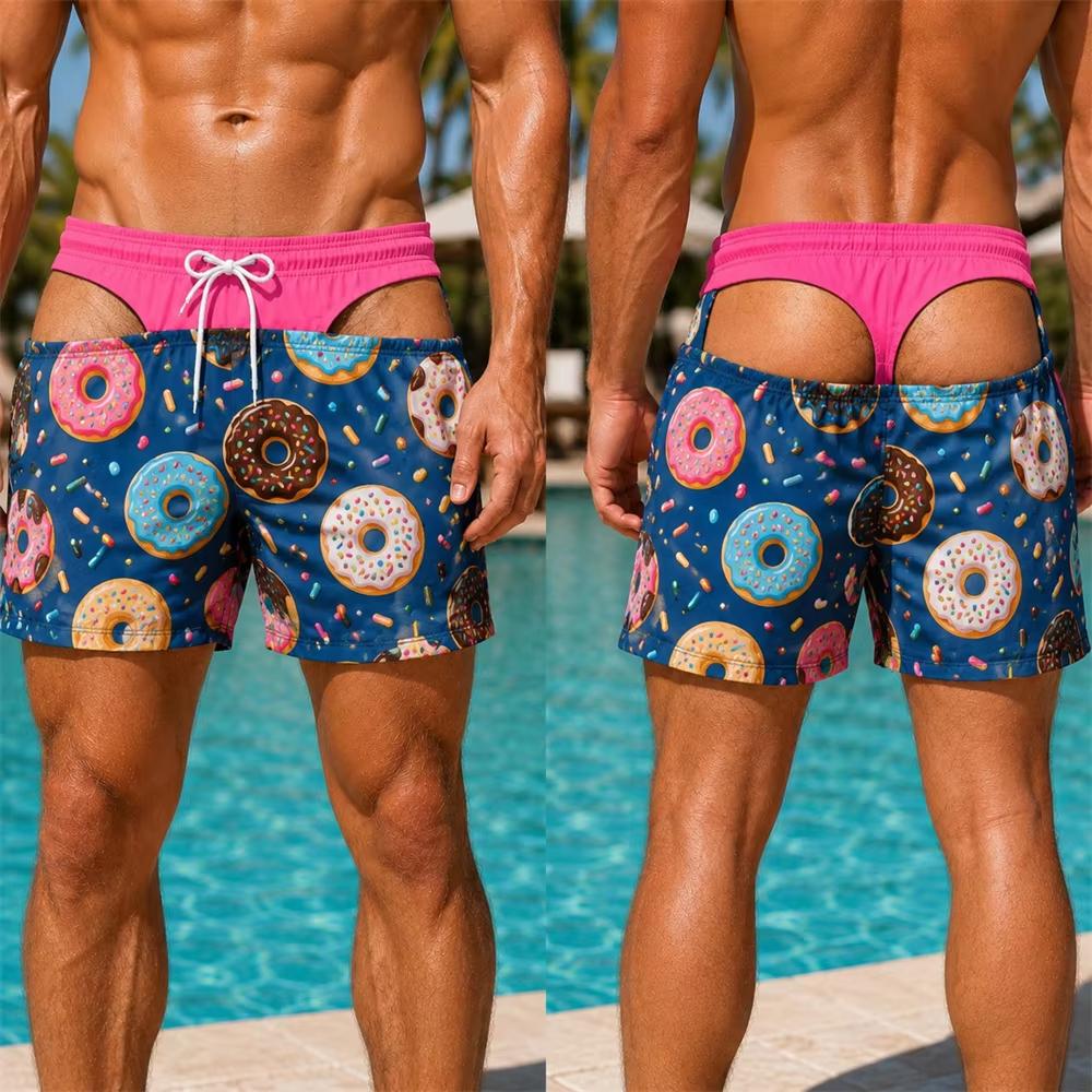 3D Print Funny Butt Prank Pattern Swim Trunks For Men Floral Hawaii Style Quick Dry Beach Shorts Summer Personality Boyfriend