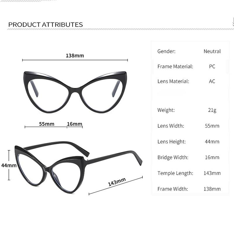  New Cat Eye Glasses Frames Women Optical Fashion Anti Blue Light Computer Glasses