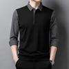 Polo da uomo casual da lavoro, finte due pezzi, con giunture, primavera, autunno, abbigliamento casual maschile, tendenza, camicie a righe a maniche lunghe