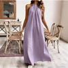European and American style sexy neck halter dress solid color lazy loose dress, specially for elegant and long temperament