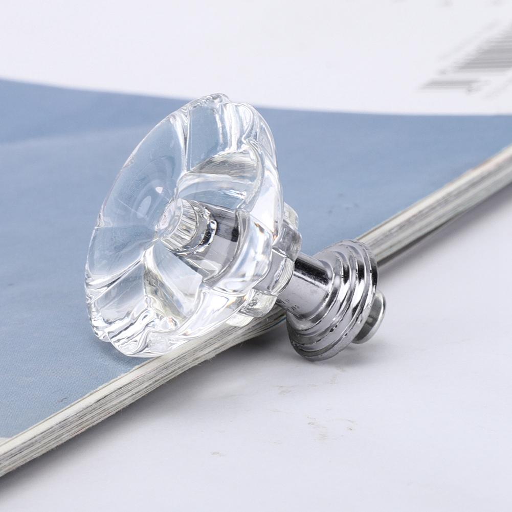 5KS Akrylové knoflíky na dvířka skříněk Evropský styl Křišťálové jednodírkové úchytky na zásuvky Rukojeti B Květina