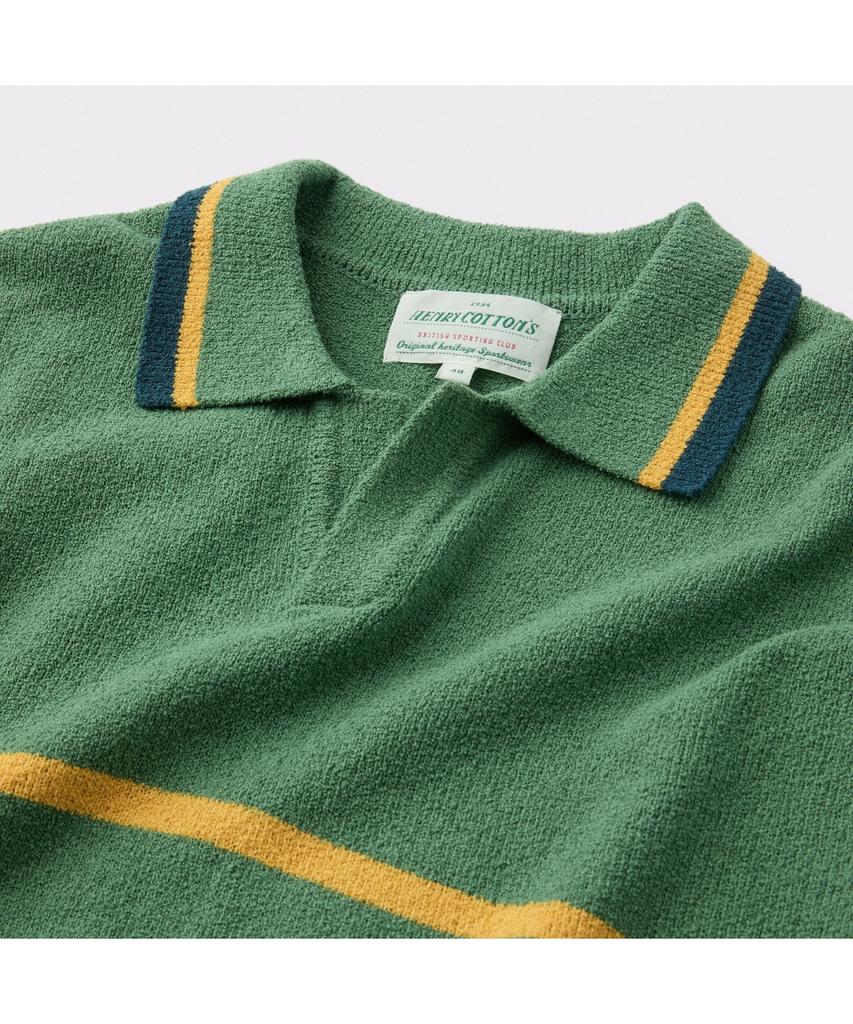 Henlikoteun [British Sporting Club] Stripe Short-Sleeves Open-Polo Knit Abwam26761Grx