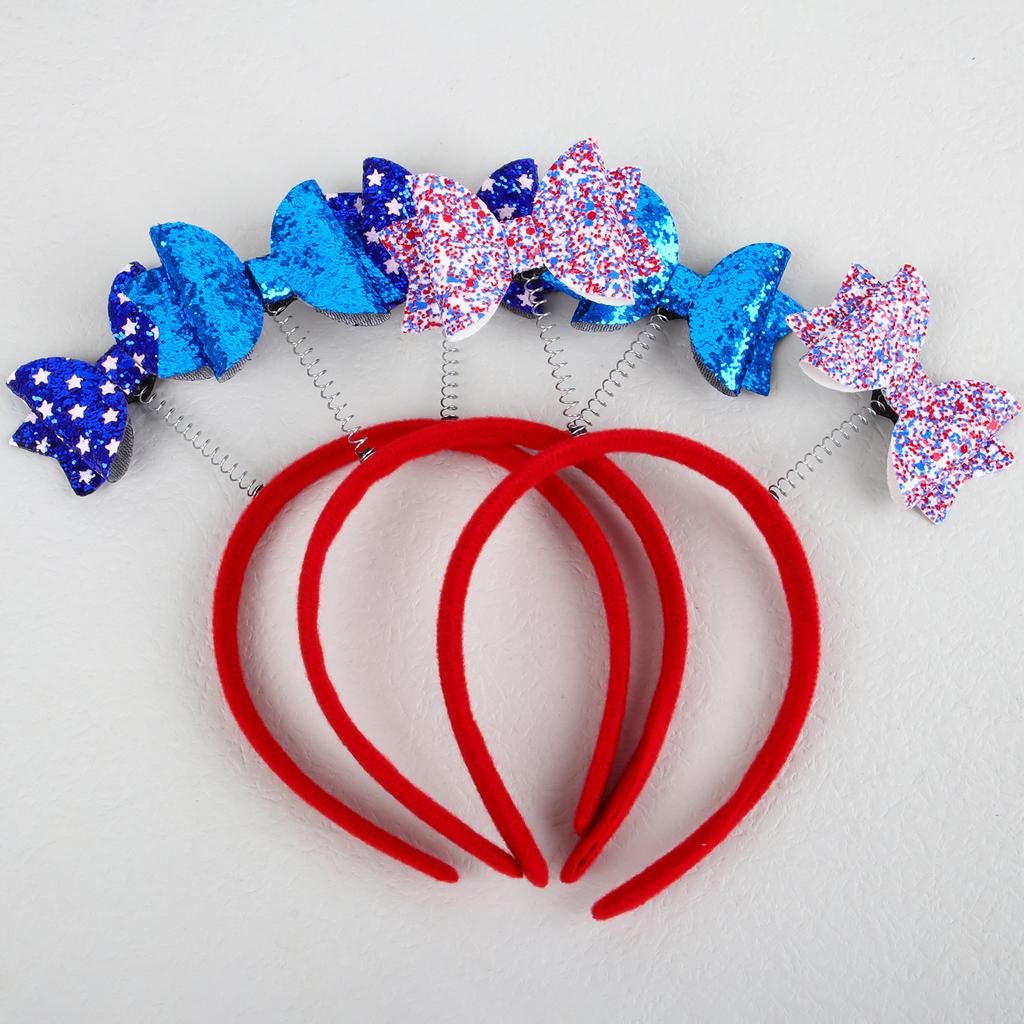 Fashion USA Independence Headbands for Girls Glitter Hair Bows Hairbands Star Bows Headbands Girls Kids Party Hair Accessories