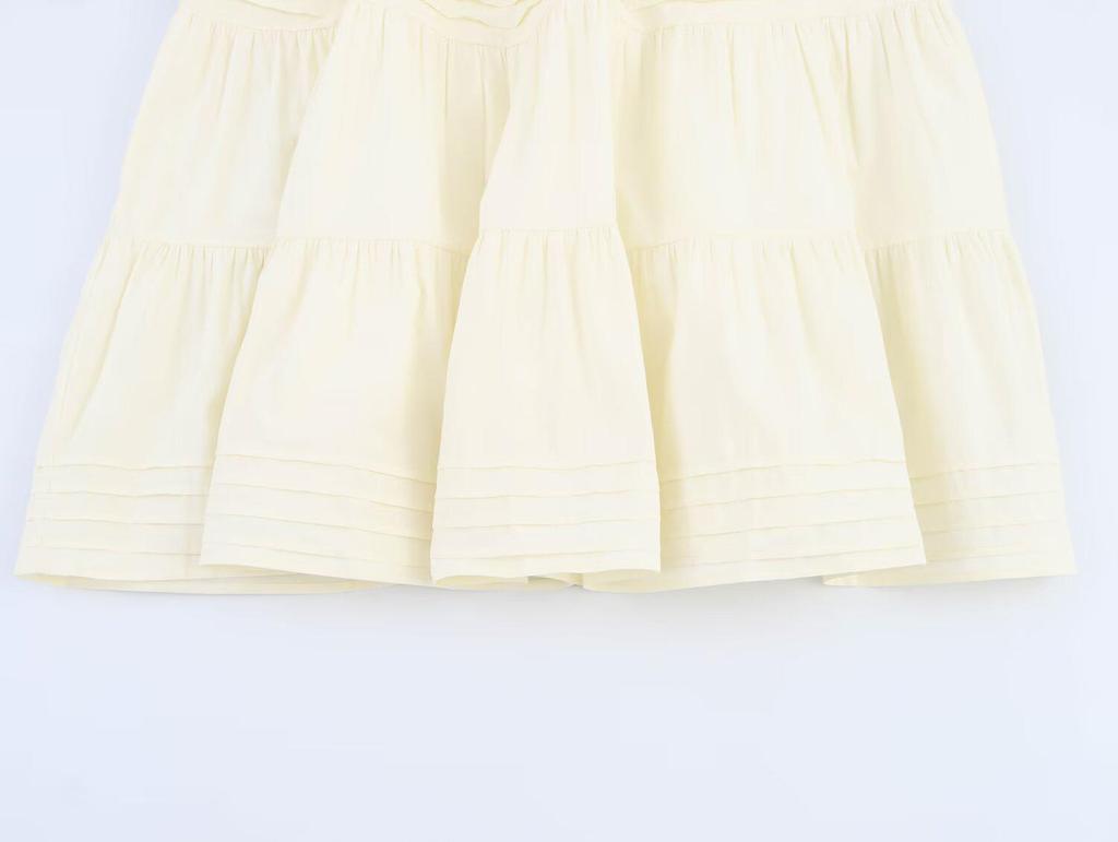 2025 Spring Women's Fashion European & American Style Cotton Striped Layered Midi Swing Skirt