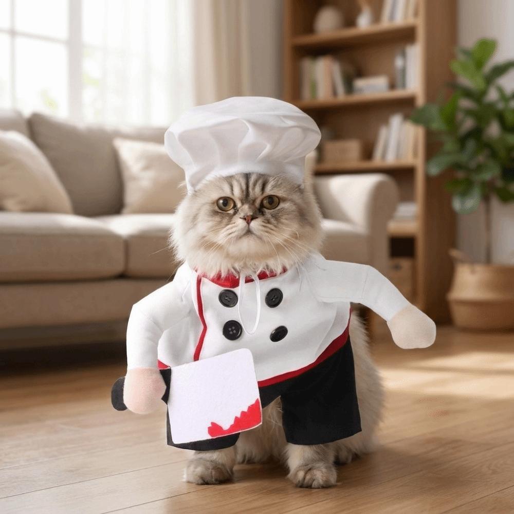 Adjustable Pet Funny Chef Costume Breathable Halloween Dog Clothes Cat Party Dressed Up Halloween