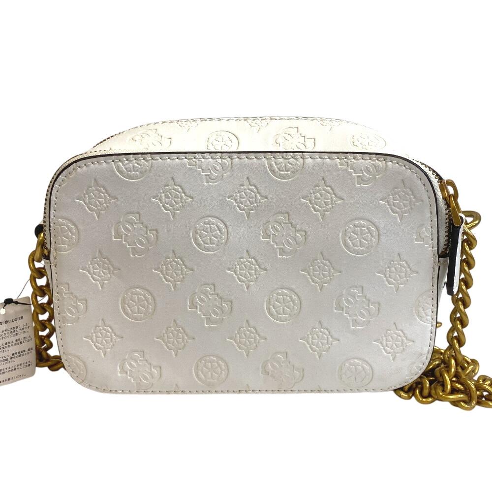 Guess Compact Leather NOELLE Crossbody Camera Body Bag White Leather Women Used