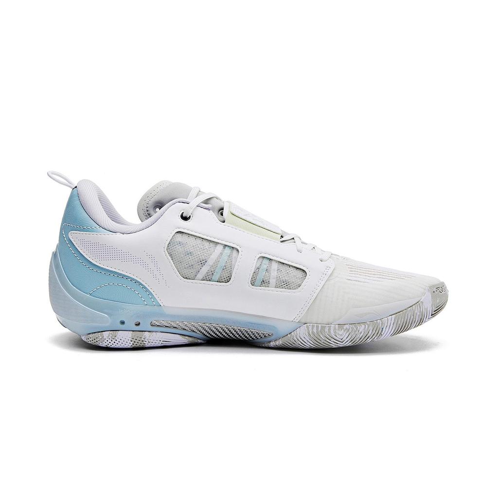 Li Ning Cushioning Abrasion Resistant Low Top Carbon Plate Basketball Shoes Men's White Purple Blue ABAU031-17