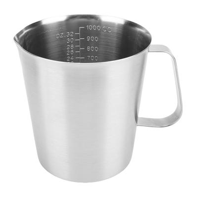 Stainless Steel Measuring Cup Milk Frothing Pitcher with Oz ML Marking Milk Frother Cup with Handle 1000ml