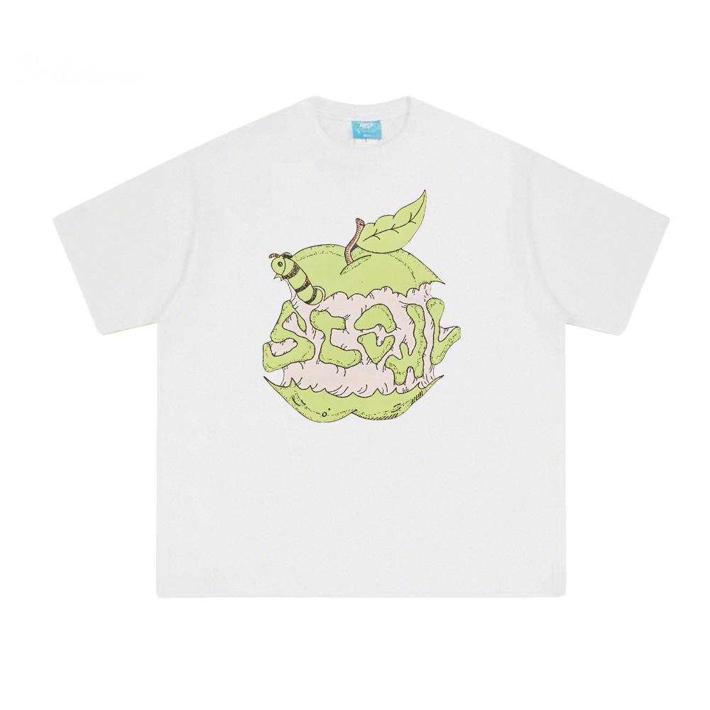 

Scowl Band Apple Worm Singer s Tops 100%Cotton 2025 NEW Tee-shirt for Summer Cotton Round NeckTshirt Female Clothes Tops XS білий