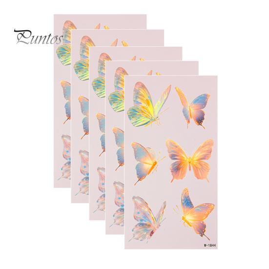 Removable Tattoo Stickers 5 Sheets Butterfly Stickers, Waterproof Temporary Flower Tattoos, Colorful Non-irritating Decals Face Body Tattoos