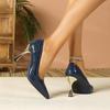 Europäischer & Amerikanischer Stil Spitz zulaufender Stiletto-Absatz Schlangenleder Hohe Absätze, Damenschuhe in Übergröße (Größe 43)