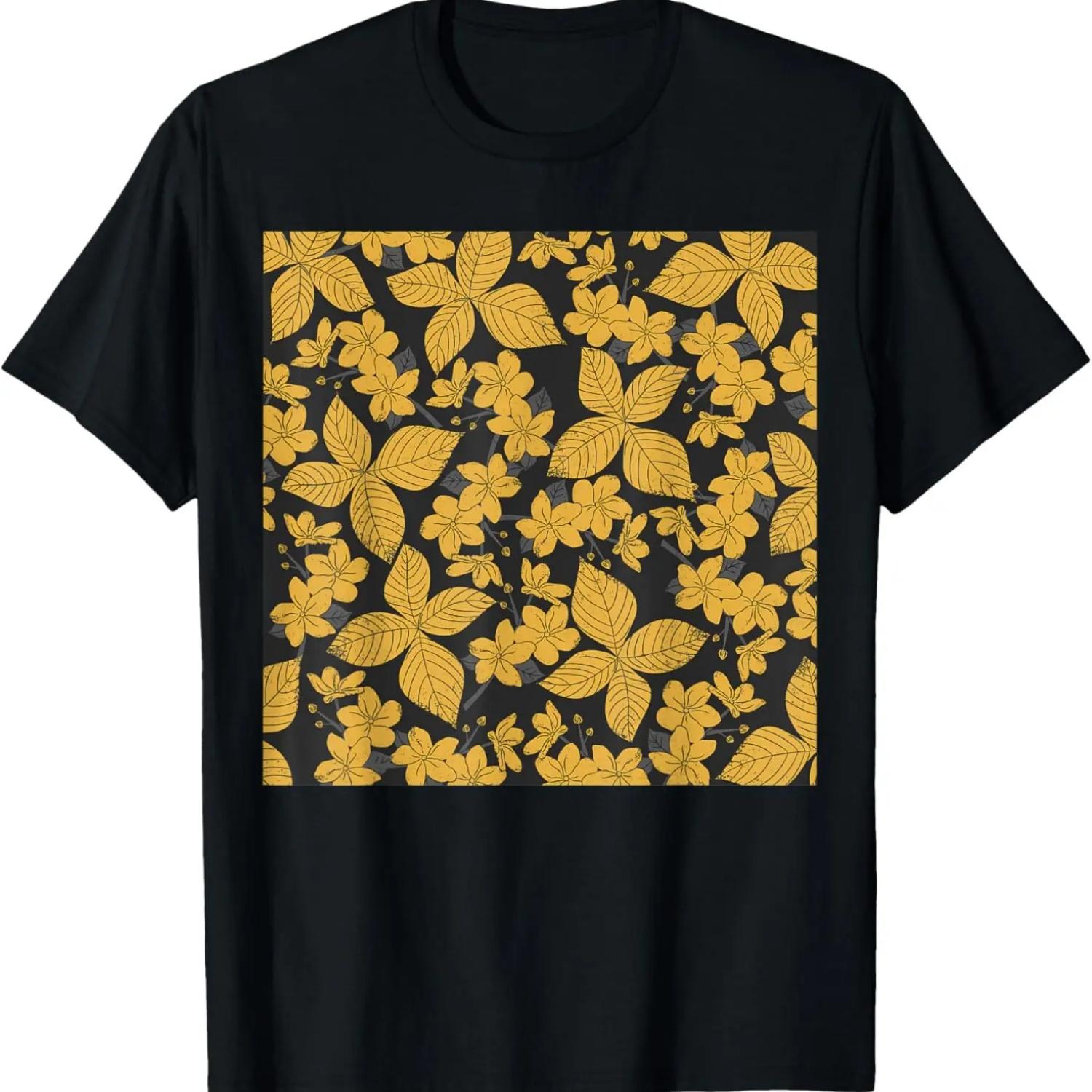 

Футболка с цветочным узором из листьев, золотой и черный XXXXXL чёрный