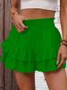 Women High Waist Smocked Ruffle Skort Layered Tiered Casual Summer Wide Leg Shorts Skirt