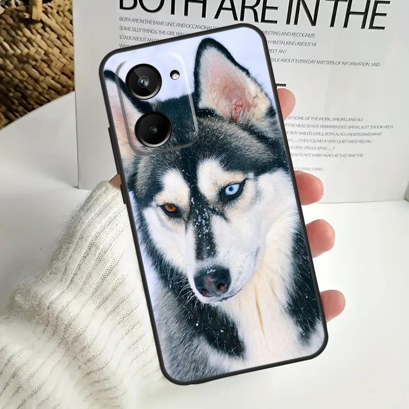 Animal Husky puppy Case For Realme C55 C53 C51 C35 C33 C30 C67 C21Y C25s C15 9 10 12 11 Pro Plus GT Neo5 Cover