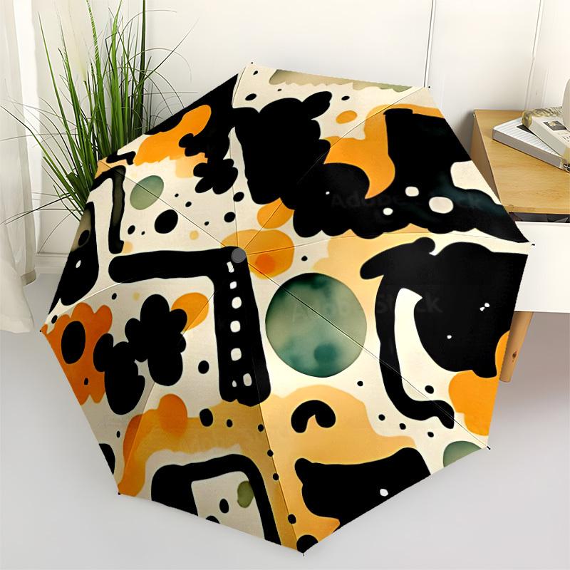

1pc Abstract Art Pattern Automatic Folding Umbrella - Portable Collapsible Design, 8-Rib Iron Frame, Durable Fabric yy251125187