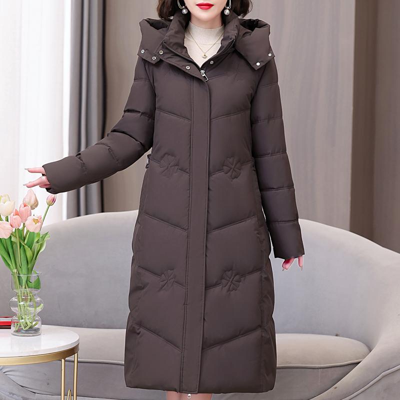 Plus Size XL-5XL Fashion Winter Woman Long Parkas Hooded Thick Warm Jacket Loose Middle Age Women's Coats