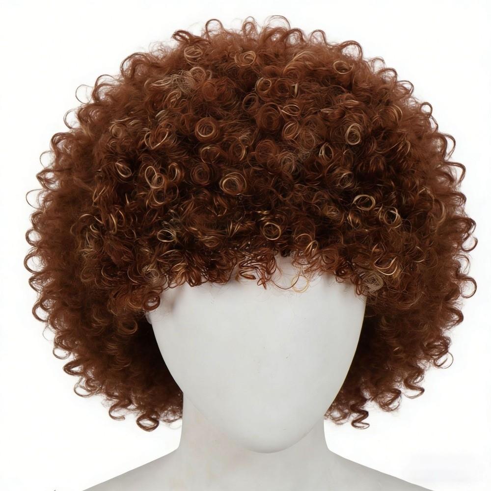 Capelli Ricci Ondulati Corti Colorati Resistenti al Calore Tifoso di Calcio Che Indossa Parrucche Halloween