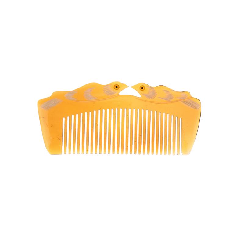 Natural Ox Horn Comb Anti Static Buffalo Combs Mandarin Duck Phoenix Carving Professional Detangling Massage Fine Tooth Comb