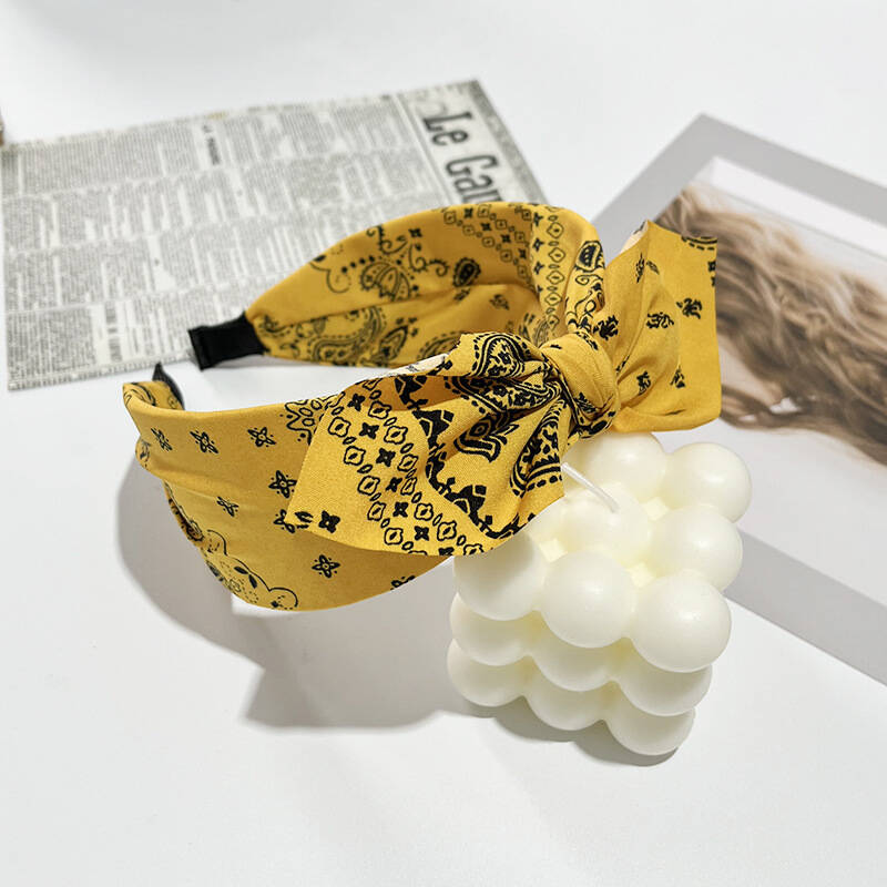 Boho Bow Print Headbands for Women Wide Brimmed Hairbands Vintage Elegant Hair Hoop Cross Knot Headwear Girls Hair Accessories
