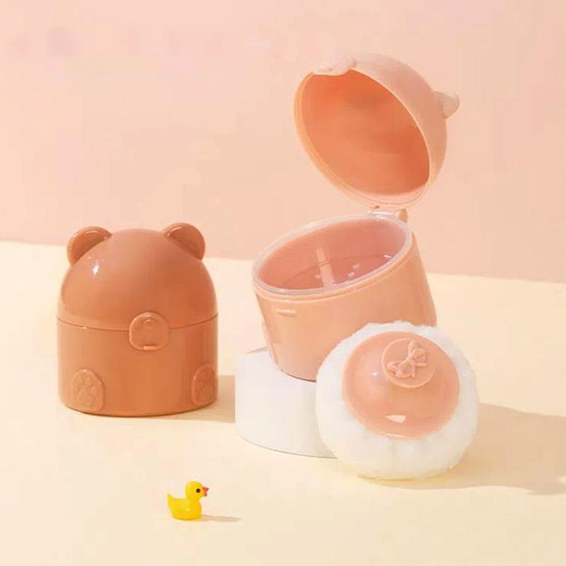 Bear Shape Empty Box Baby Powder Sub-Bottling Storage Box Empty Container Multifunctional Empty Powder Puff Boxes For Child
