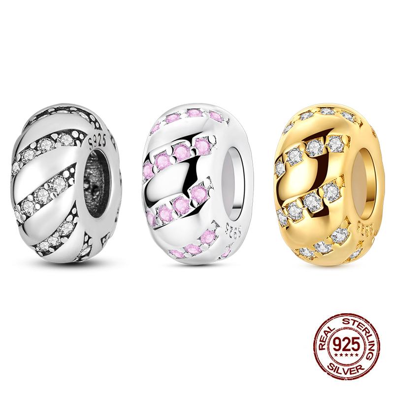 Original Copper Charm Beads Zircon Orbit Lsolation Beads For Bracelet Pendant Diy Fine Women Girl Lady Jewelry Gift