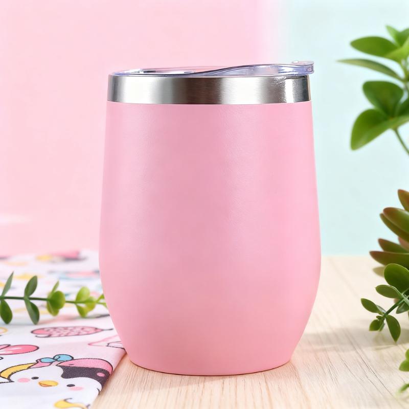 12oz Kalíšek na víno ve tvaru vaječné skořápky Nerezový termohrnek Domácí Dvoustěnný Vakuově izolovaný Hrnky na kávu ve tvaru U Cestovní hrnky