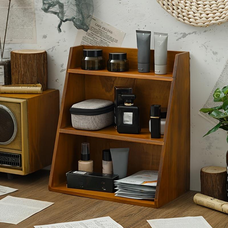 1pc Vintage Wooden Organiser, Japanese Desktop 3 Tier Organiser, Cosmetic Organiser, Makeup Organiser, Home Organisation and Storage