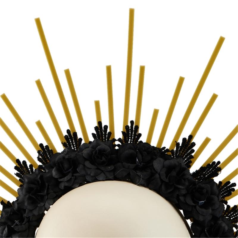 Rose Floral Crown Hair Tiaras Spiked Headbands Bride Flower Crown Halloween