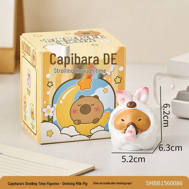 Capybara Stroll Time Blind Box Toy Figurine - Emotion Healing Desktop Ornament & Kids' Gift.