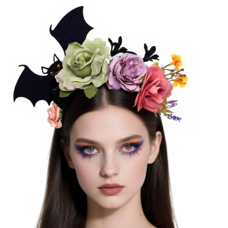 Realistic Rose Bat Hairband Halloween Party Accessory Comfortable Resin Plastic Detailed Design Long Wear