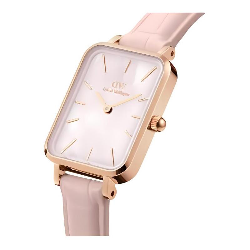 Daniel Wellington QUADRO series watch quartz movement leather strap pink dial women's watch simple small square watch DW00100508