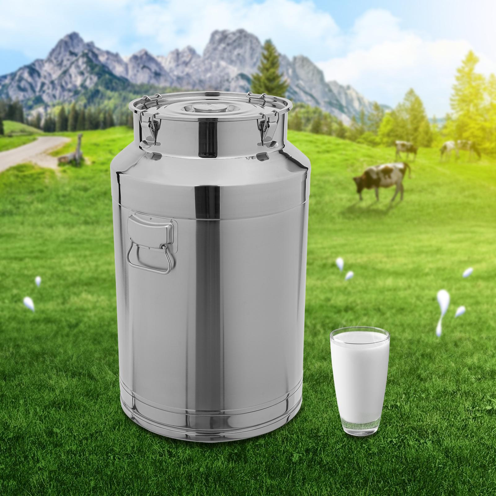 76L Premium 304 Stainless Steel Sealed Milk Storage Can, Large Capacity Airtight Cylindrical Container, Food Grade Metal Pail серебряный