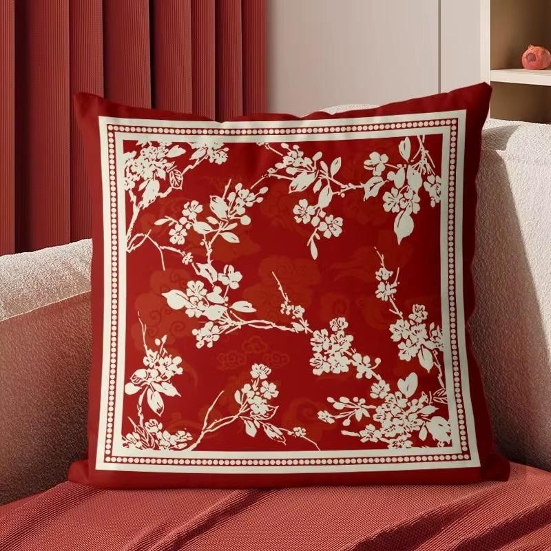 Chinese Style Floral & Bird Design Pattern Printed Pillowcase Cover Home Living Room Sofa Cushion Cover Children Room Decoration