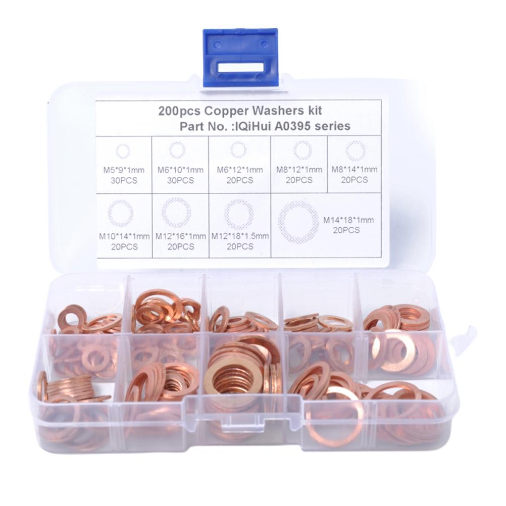 

200 шт. медных прокладок, прокладок, уплотнительных колец для автомобильных судовых генераторов