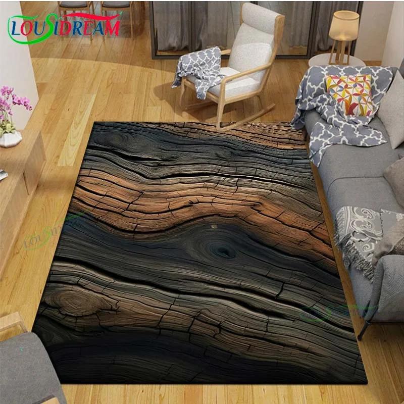 Classical Wood Grain Decor Carpet for Outdoor Balcony Garden Coffee Table Bedroom Area Rugs Kitchen Un-slip Floor Mat Alfombra