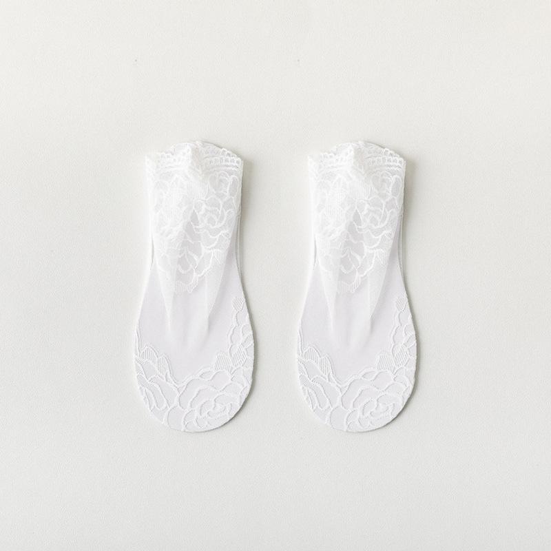 Women's Summer Ultra Thin Transparent Non Slip Lace Lace Short Tube Socks