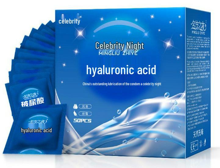 Celebrity Ultra Thin Ribbed Condoms with Hyaluronic Acid for Adult Pleasure and Family Planning