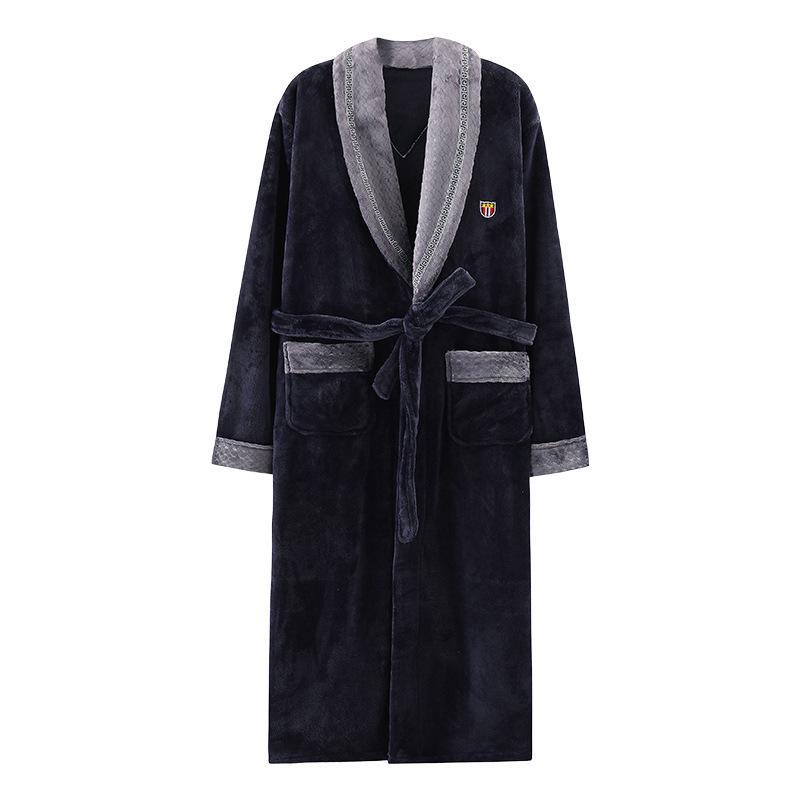 Men's Extra Long Plush Fleece Winter Bathrobe Pajamas