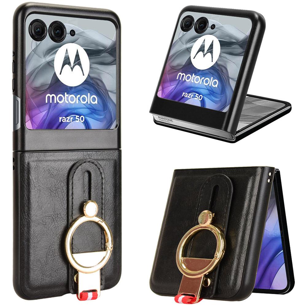 For Motorola Razr 50 5G Case Bottle Opener Wristband Leather+PC+TPU Phone Cover
