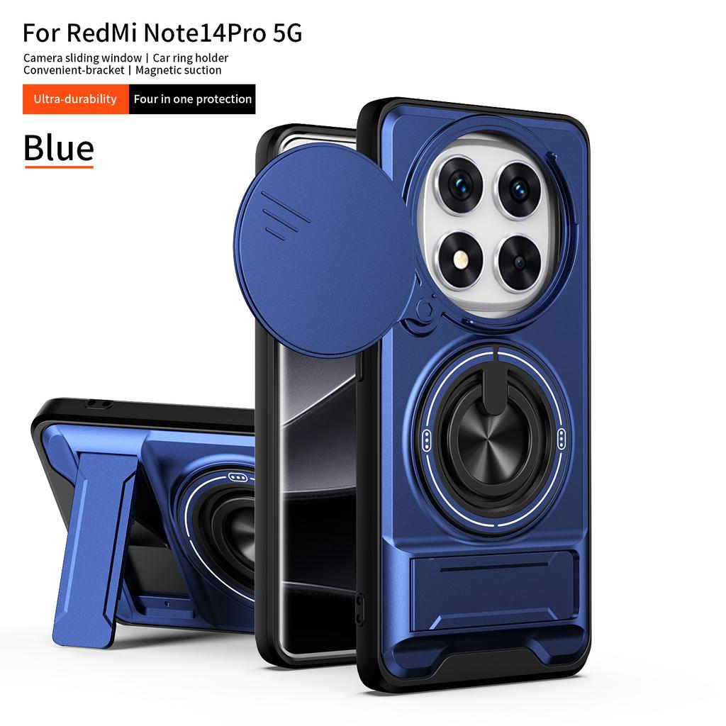 For Redmi Note 14 Pro Case Redmi Note 14 Pro + Cover 4G 5G Magsafe Magnetic Fold Holder Military Armor Camera Protection Cover