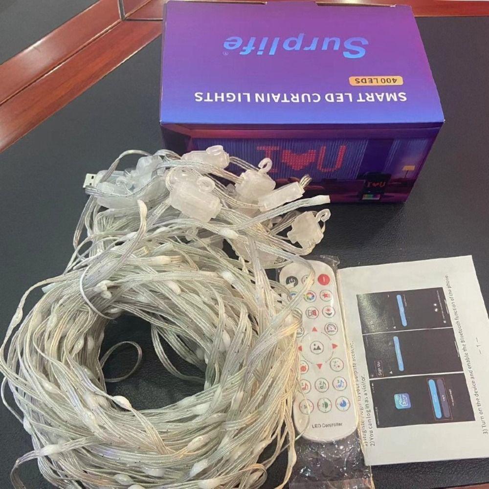 400 LEDs DIY Fairy Lights Bluetooth Control LED Curtain Strip RGB String Lights  Window Decoration