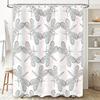 Modern Floral Dragonfly Bath Shower Curtain Set Decor Collection White Black with Rod Holders Included for Bathroom Decoration A