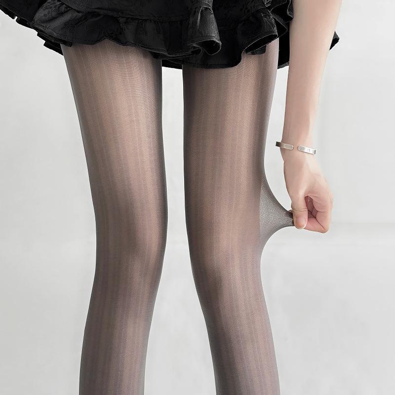 Thin Jacquard Silk Thigh-High Stockings: Milk White & Black, Spring/Autumn