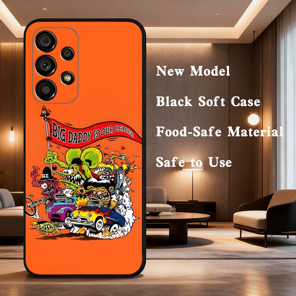 Rat F-Fink Phone Case For Samsung Galaxy A73,31,8,9,53,32,72,41,J7,52,71,22,Note Soft Black Silicone Cover