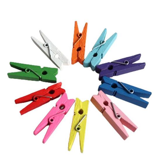 100Pcs Colored Clothes Pins Wooden Clothespins Smooth Edge Burr Free Strong Grip Heavy Duty Clothing Pins DIY Crafts Photo Clips