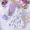 Set per Bambini 2-12 Anni Abbigliamento per Bambini Modelli Primavera e Autunno Vestito Colorato con Scollo all'Americana + Giacca Casual alla Moda per Bambini Completo