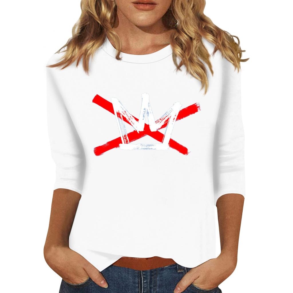 Women's Fashionable Casual Three-quarter Sleeve Round Neck Top