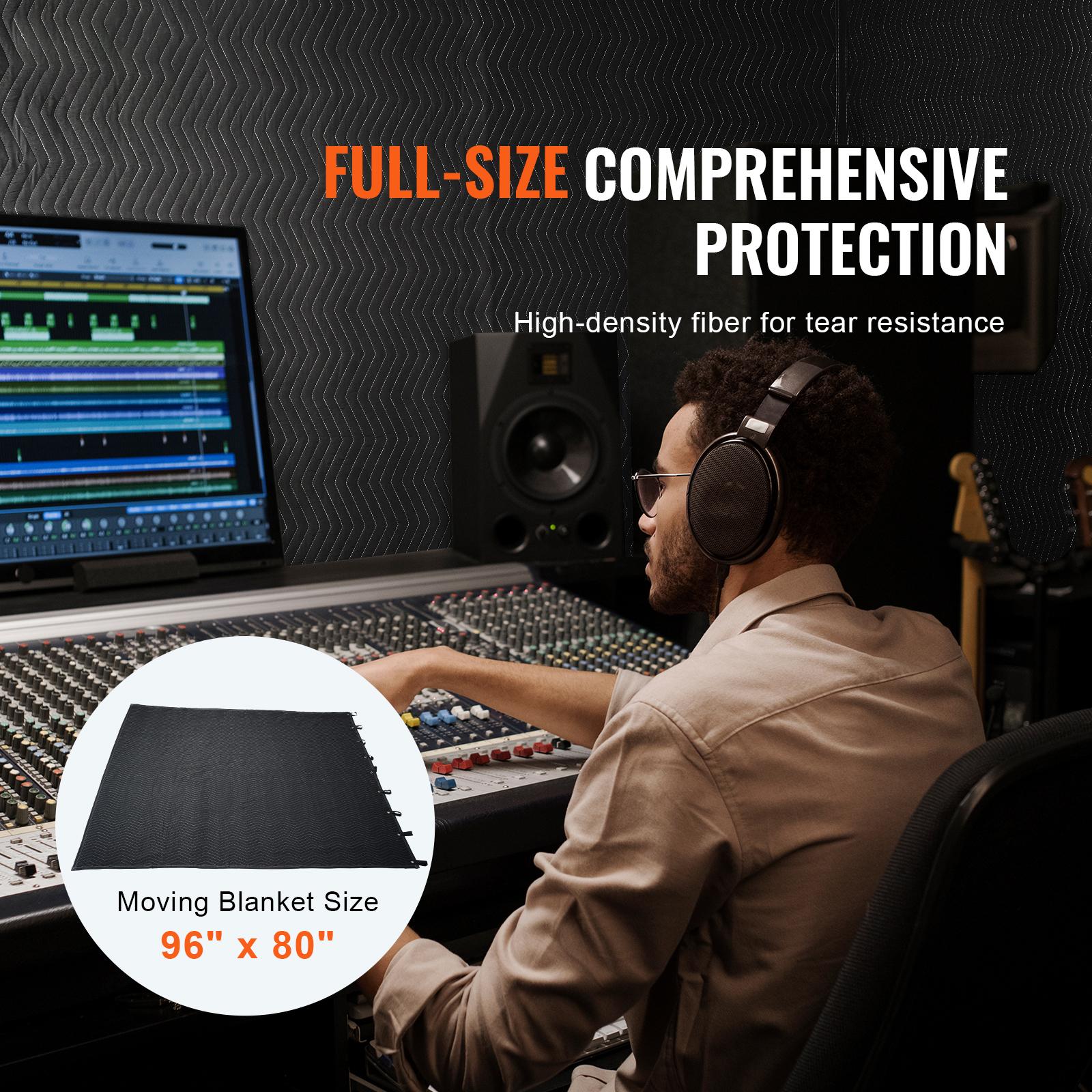 SucceBuy 96  x 80  Sound Dampening Blanket Studio Grommeted with Grommets Light Blocker for Door Acoustic Noise Blocking Blanket